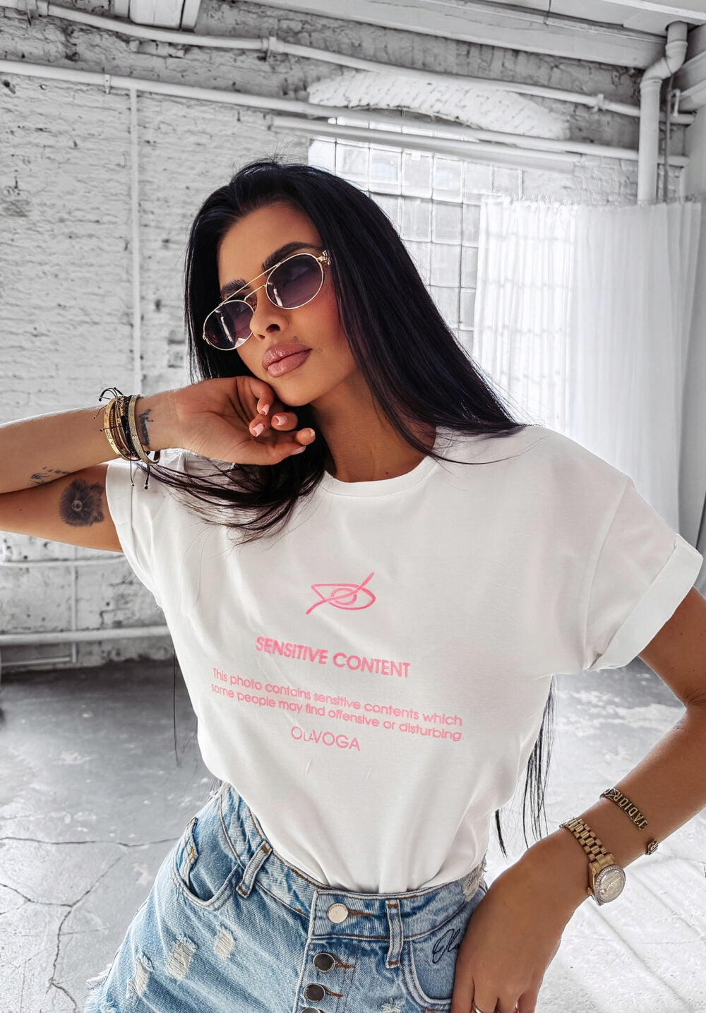 T-SHIRT DAMSKI OLAVOGA GLASS BIAŁY rozmiar M