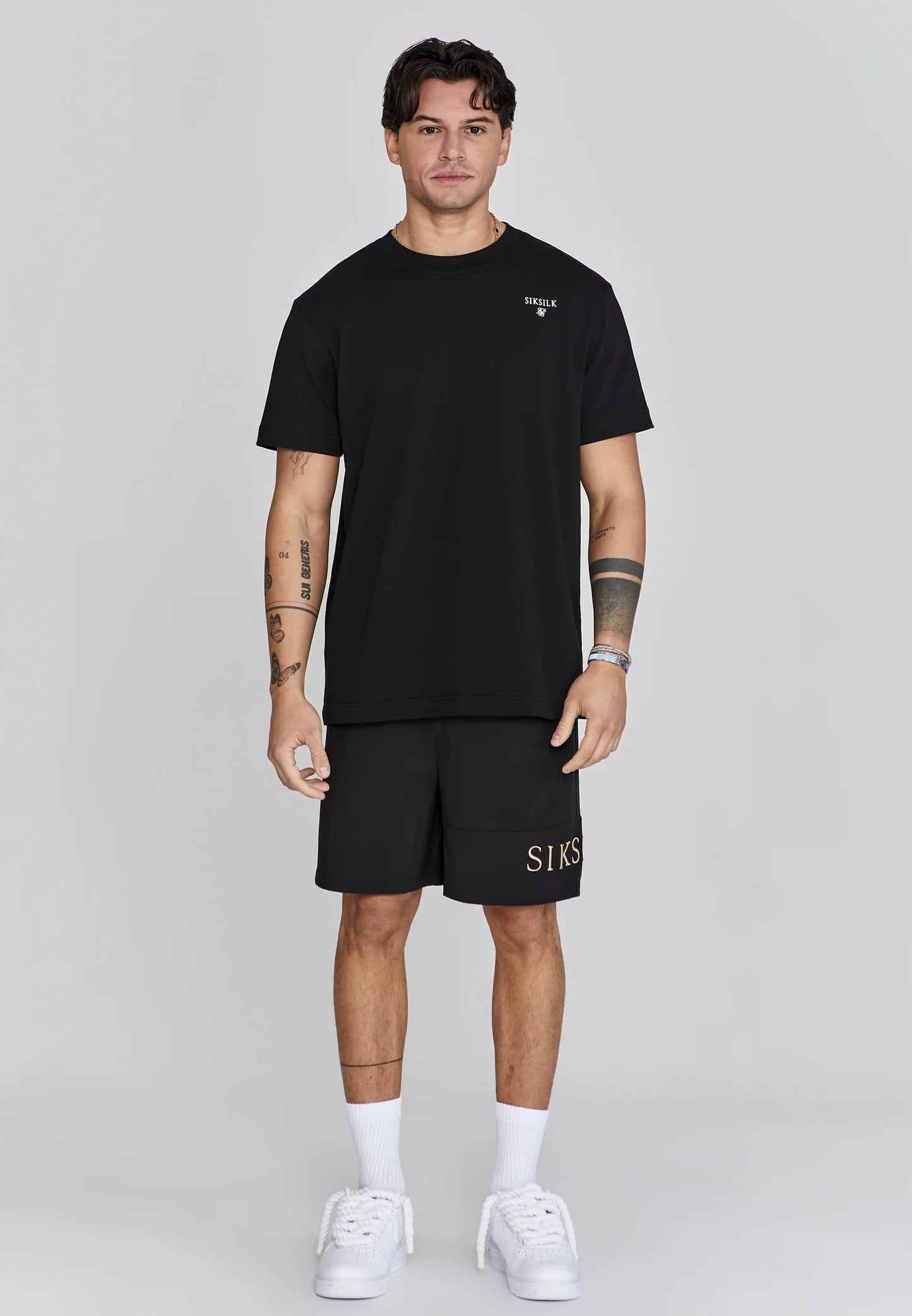 SIKSILK krótkie spodenki męskie czarne z siatką kąpielowe SS-26575 XL