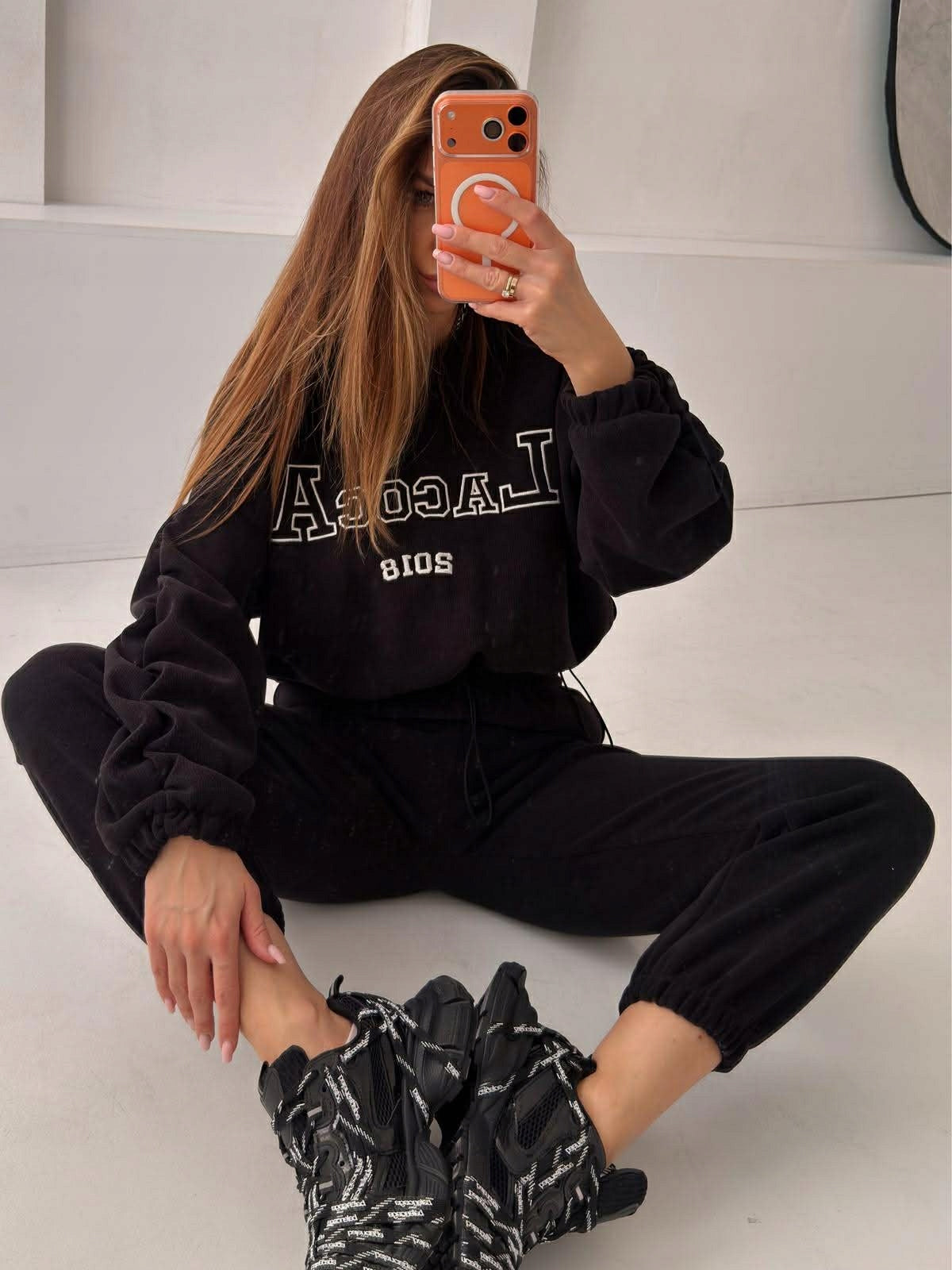 KOMPLET DAMSKI LA COCA LOUNGE SET BLUZA SPODNIE ROZM UNIWERSALNY CZARNY