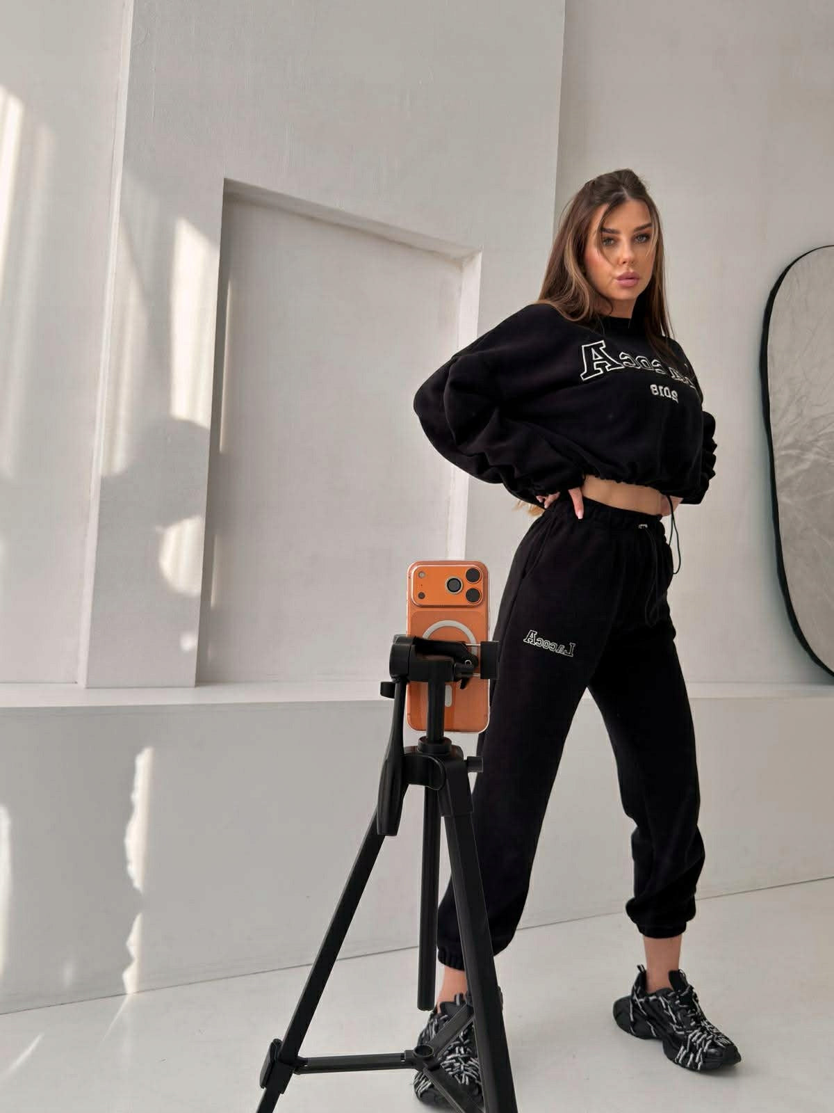 KOMPLET DAMSKI LA COCA LOUNGE SET BLUZA SPODNIE ROZM UNIWERSALNY CZARNY