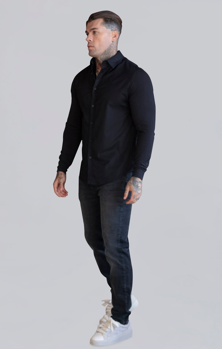SIKSILK koszula z długim rękawem czarna SS-26462 bawełna rozmiar XXL