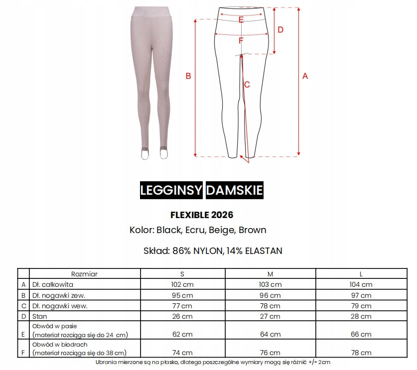 OlaVoga legginsy damskie brązowe FLEXIBLE czekoladowe długie rozmiar L