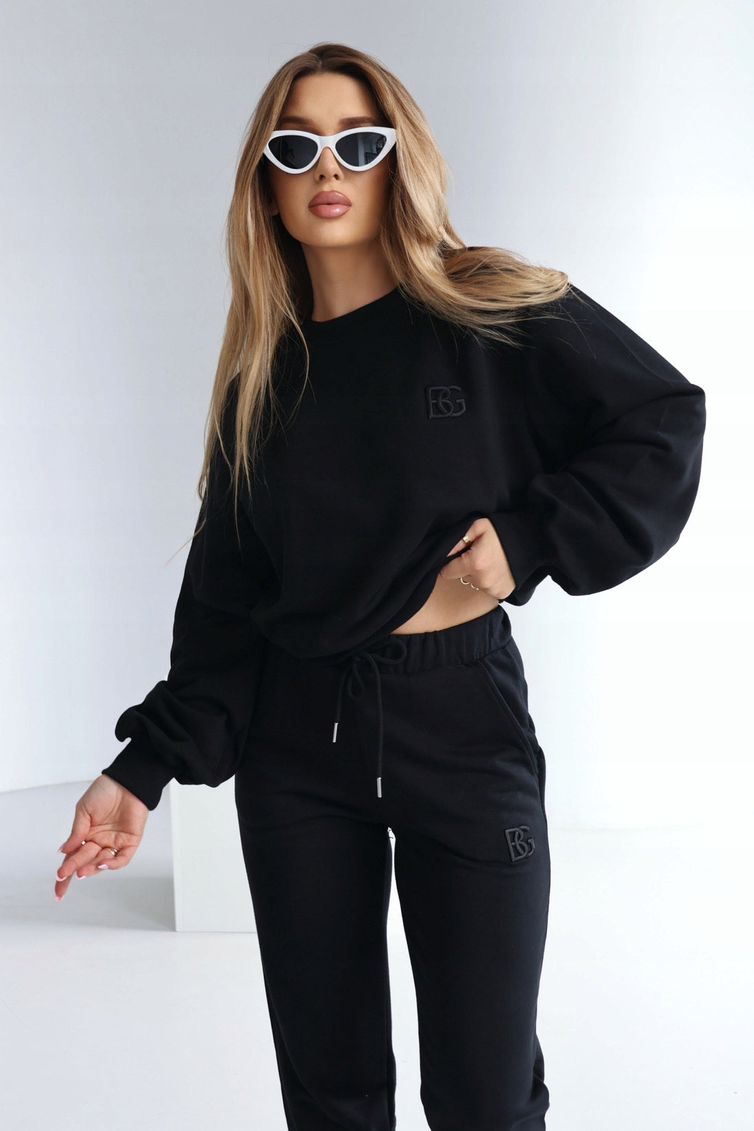 BRANDENBURG COUTURE Komplet dresowy czarny damski BG BASIC dresy rozmiar S