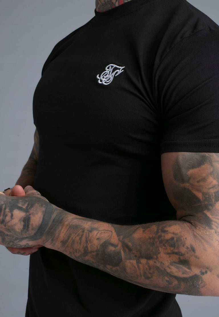 SIKSILK T-Shirt męski czarny klasyczny Essentials T-Shirt SS-28541 r. XL