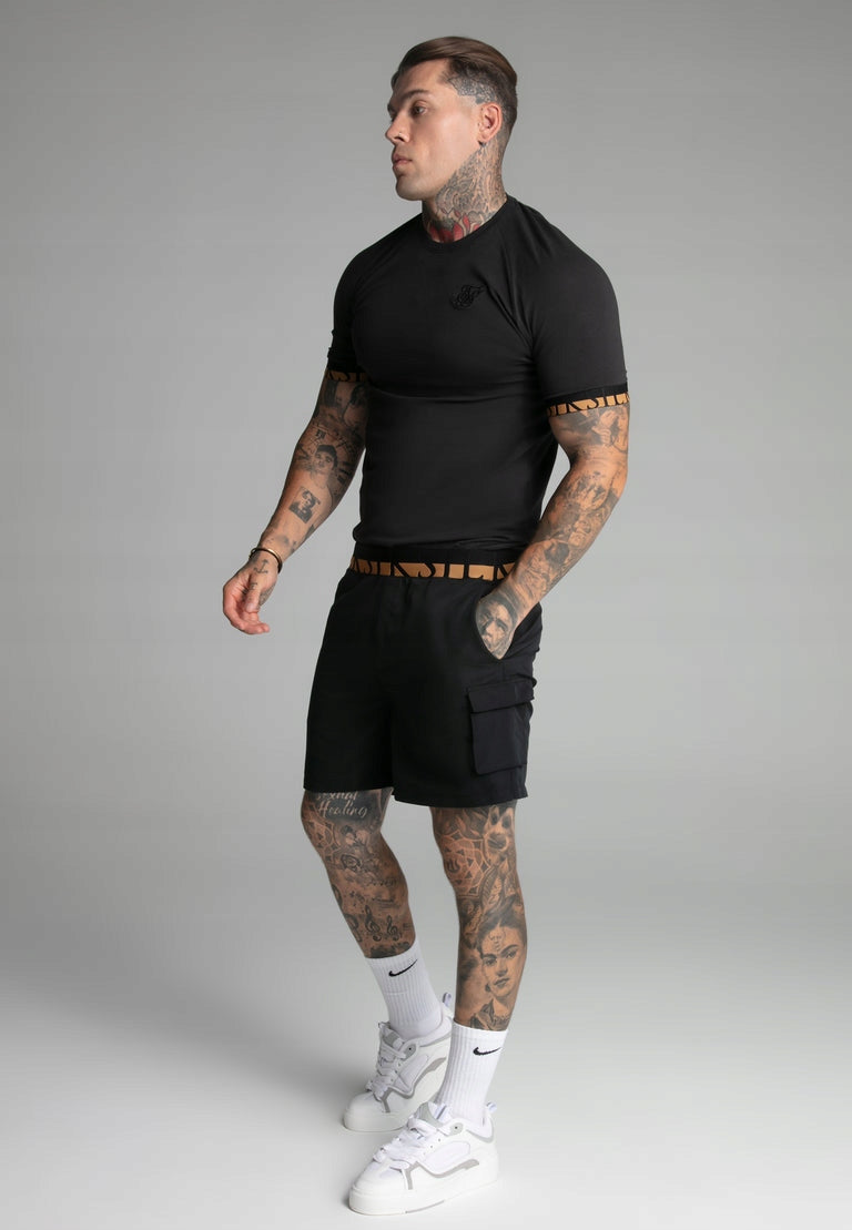 SIKSILK T-shirt męski czarny SS-27392 Tech T-shirt rozmiar S