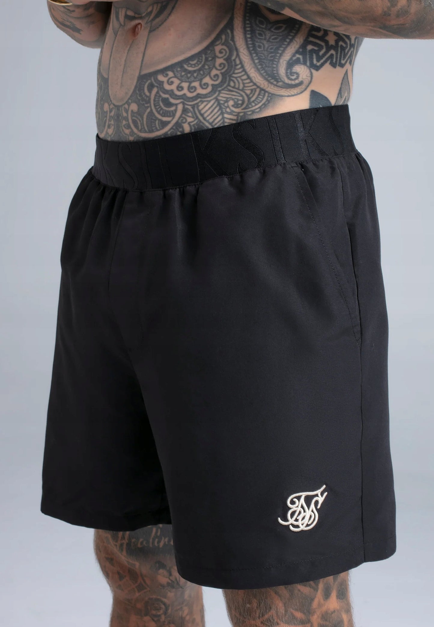 SIKSILK Szorty kąpielówki krótkie spodenki czarne SS-27336 do pływania XL