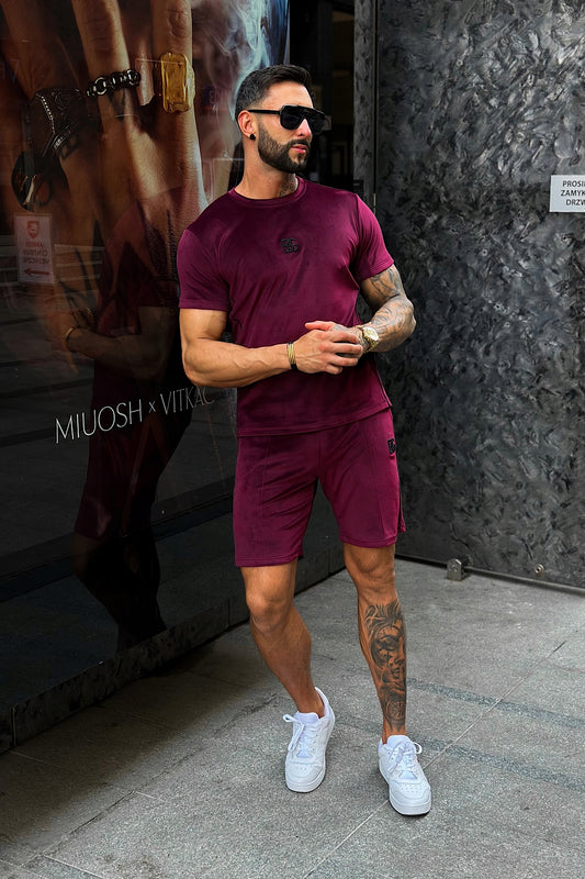 Brandenburg komplet dresowy krótki t-shirt i spodenki ALONSO I SILK bordo M
