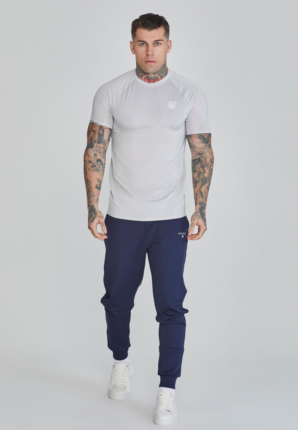 SIKSILK Spodnie męskie dresowe niebieskie granatowe SS-26902 rozmiar S