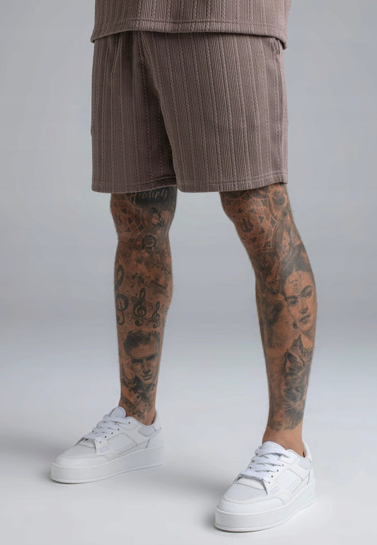 SIKSILK Spodenki męskie brązowe Textured Shorts SS-29077 rozmiar XL