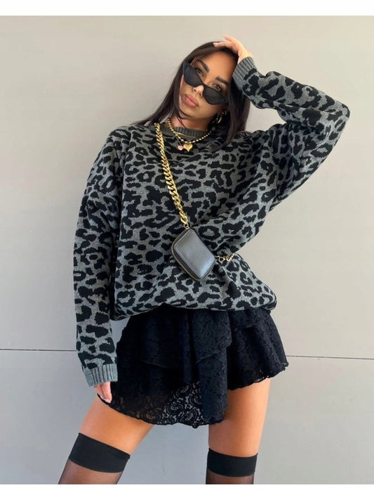 SWETER LAMILLA W PANTERKĘ SZARY ROZMIAR UNIWERSALNY LA MILLA STYLOWY