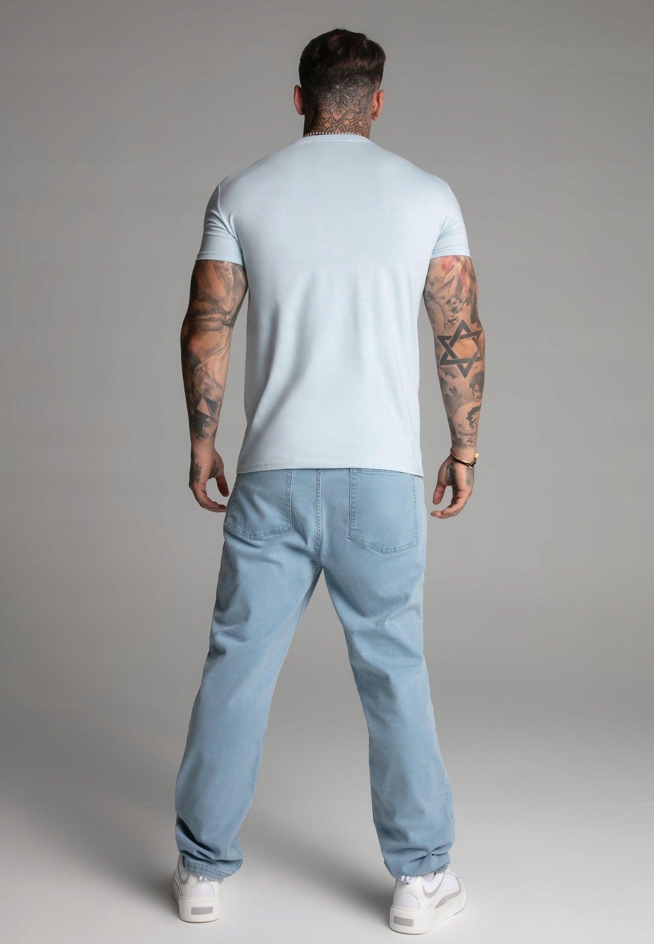 SIKSILK T-shirt męski niebieski SS-27372 koszulka Muscle Fit T-shirt roz XL