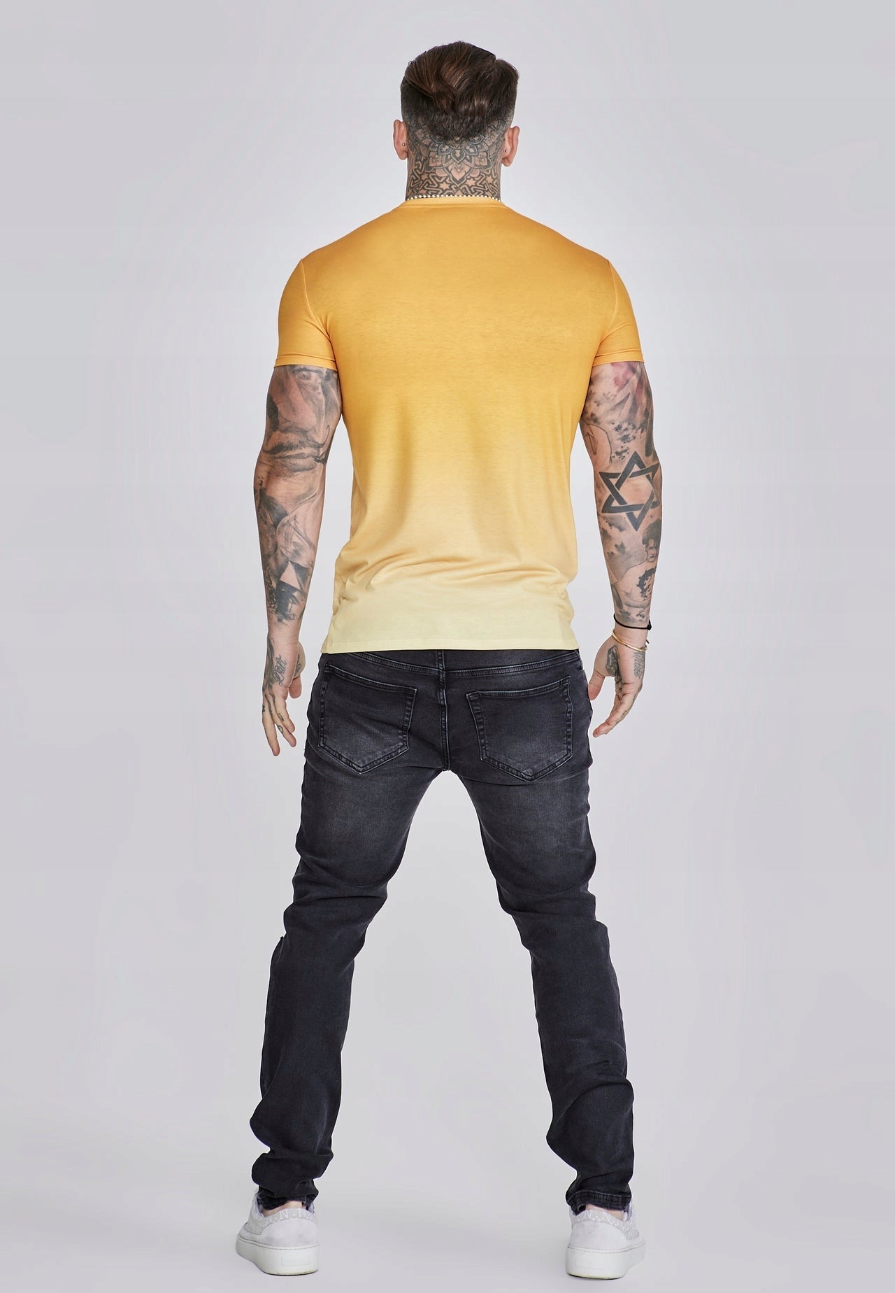 SIKSILK T-shirt męski pomarańczowy SS-27228 koszulka Fade T-shirt rozmiar L