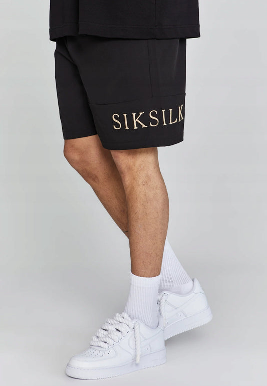 SIKSILK krótkie spodenki męskie czarne z siatką kąpielowe SS-26575 XL