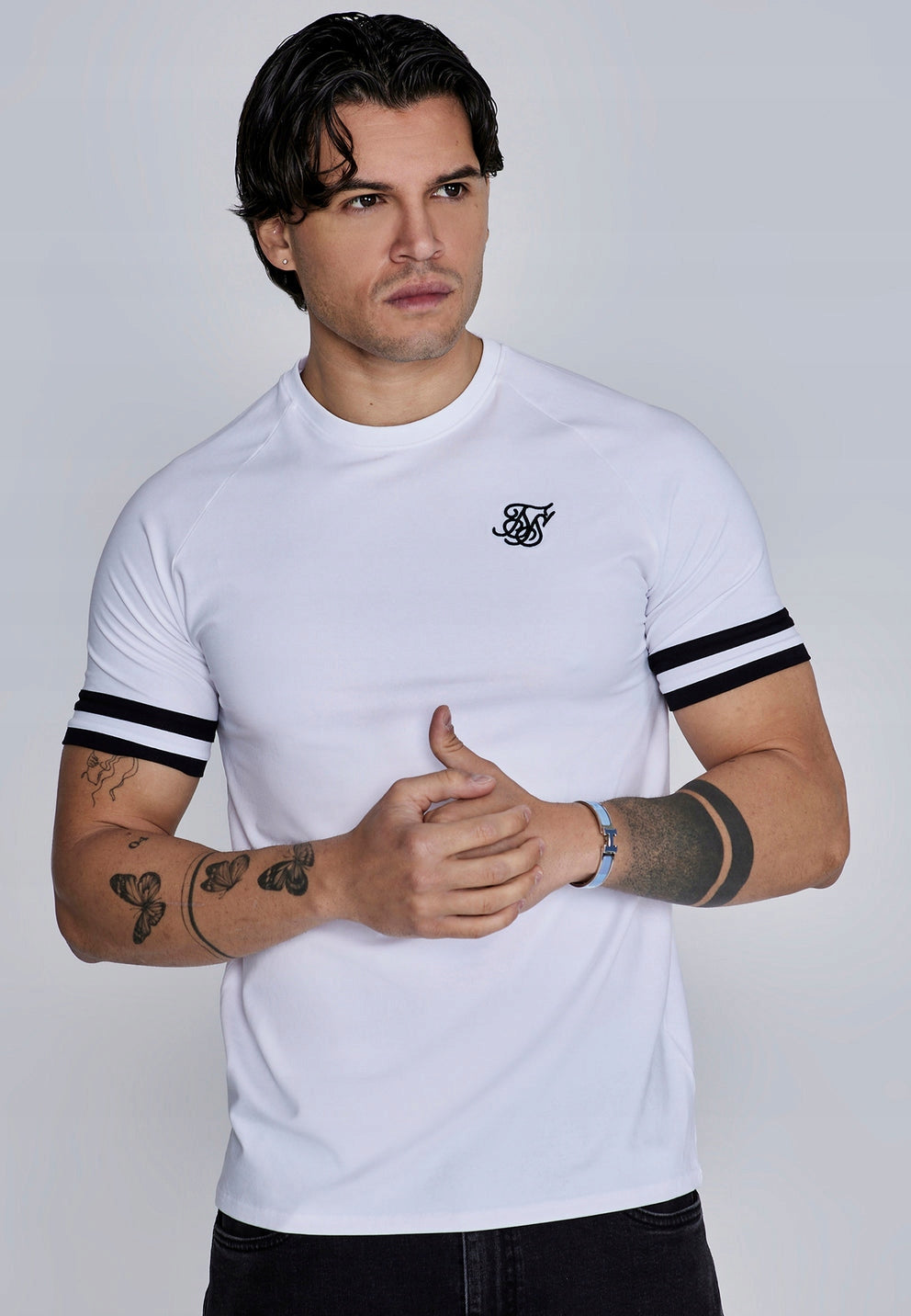 SIKSILK T-shirt męski biały SS-28047 Tournament T-shirt rozmiar S