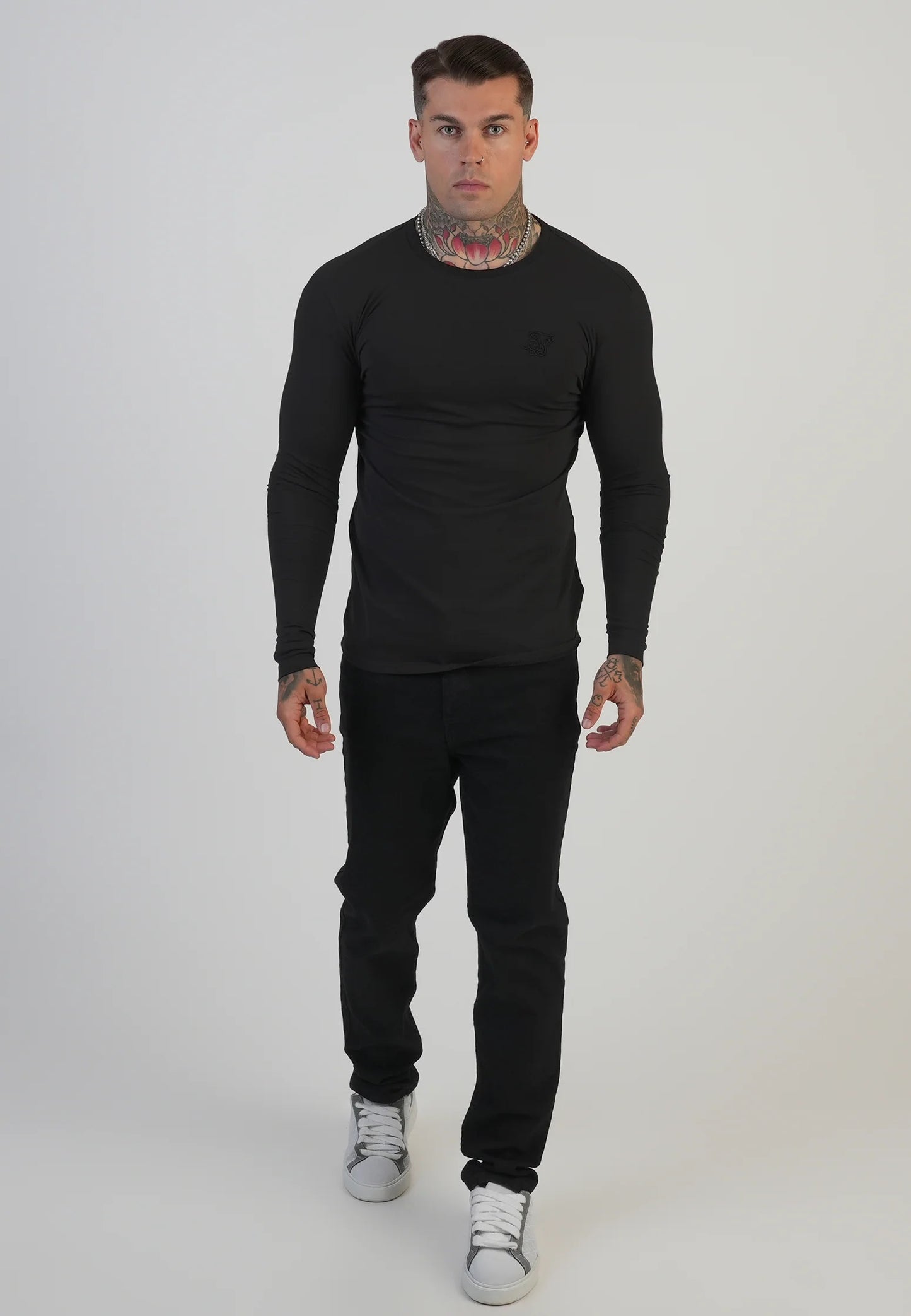 SIKSILK koszulka z długim rękawem Long Sleeve T-Shirt SS-28354 czarny M