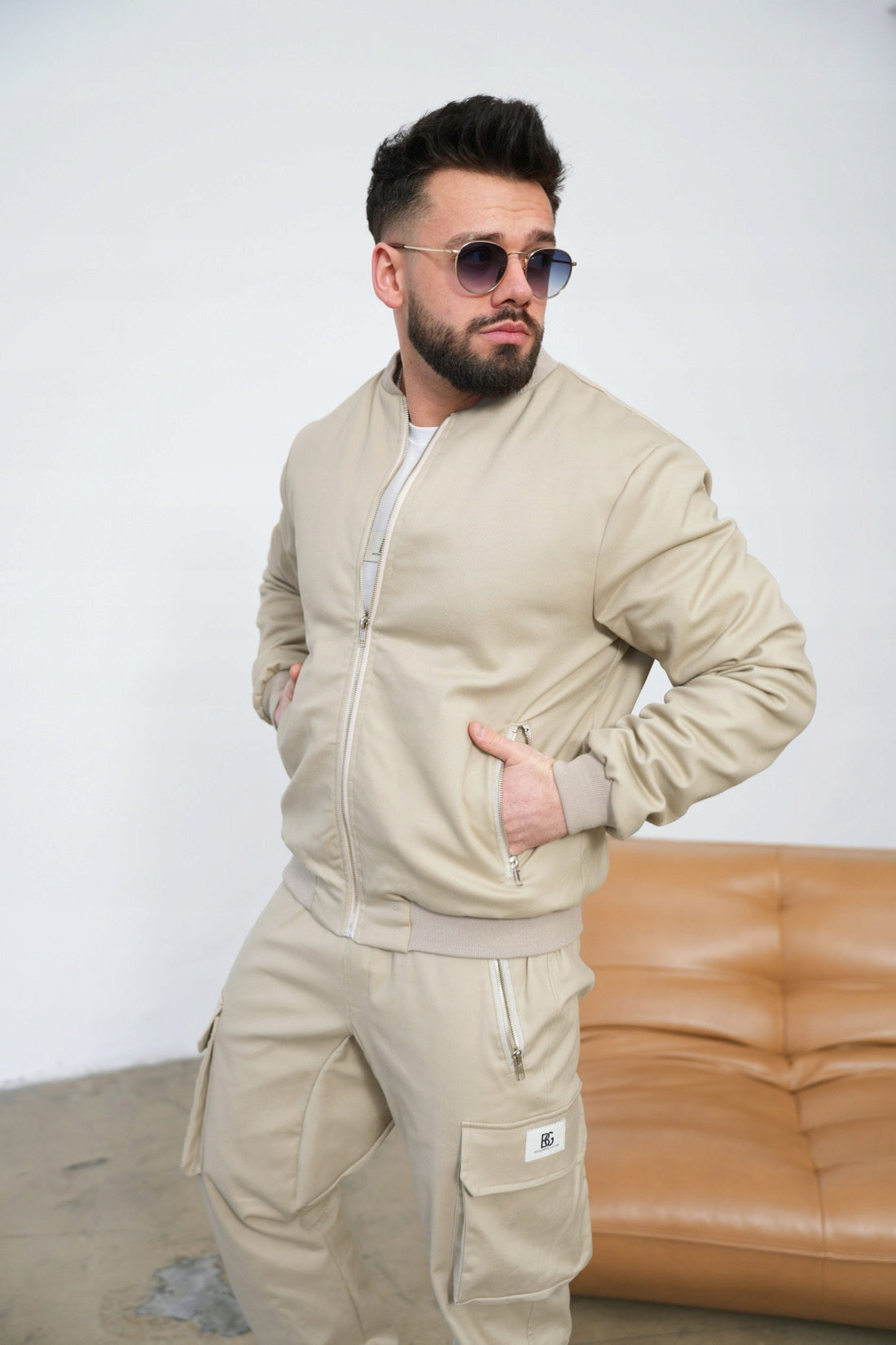 Brandenburg Couture KURTKA MĘSKA beżowa BG REPEAT | BEŻ rozmiar M