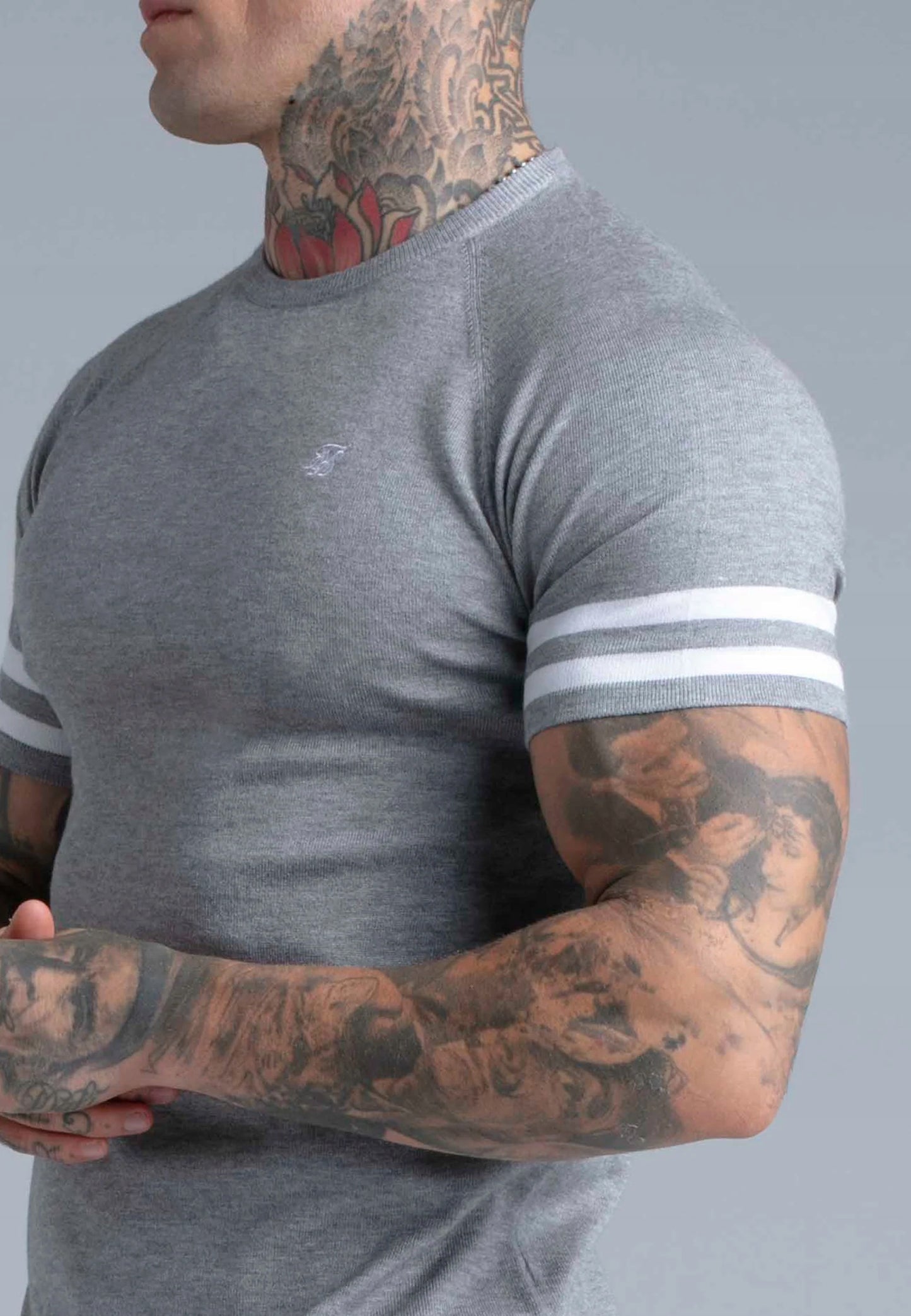 SIKSILK T-Shirt szary koszulka szara SS-28400 Knitted T-Shirt rozmiar S