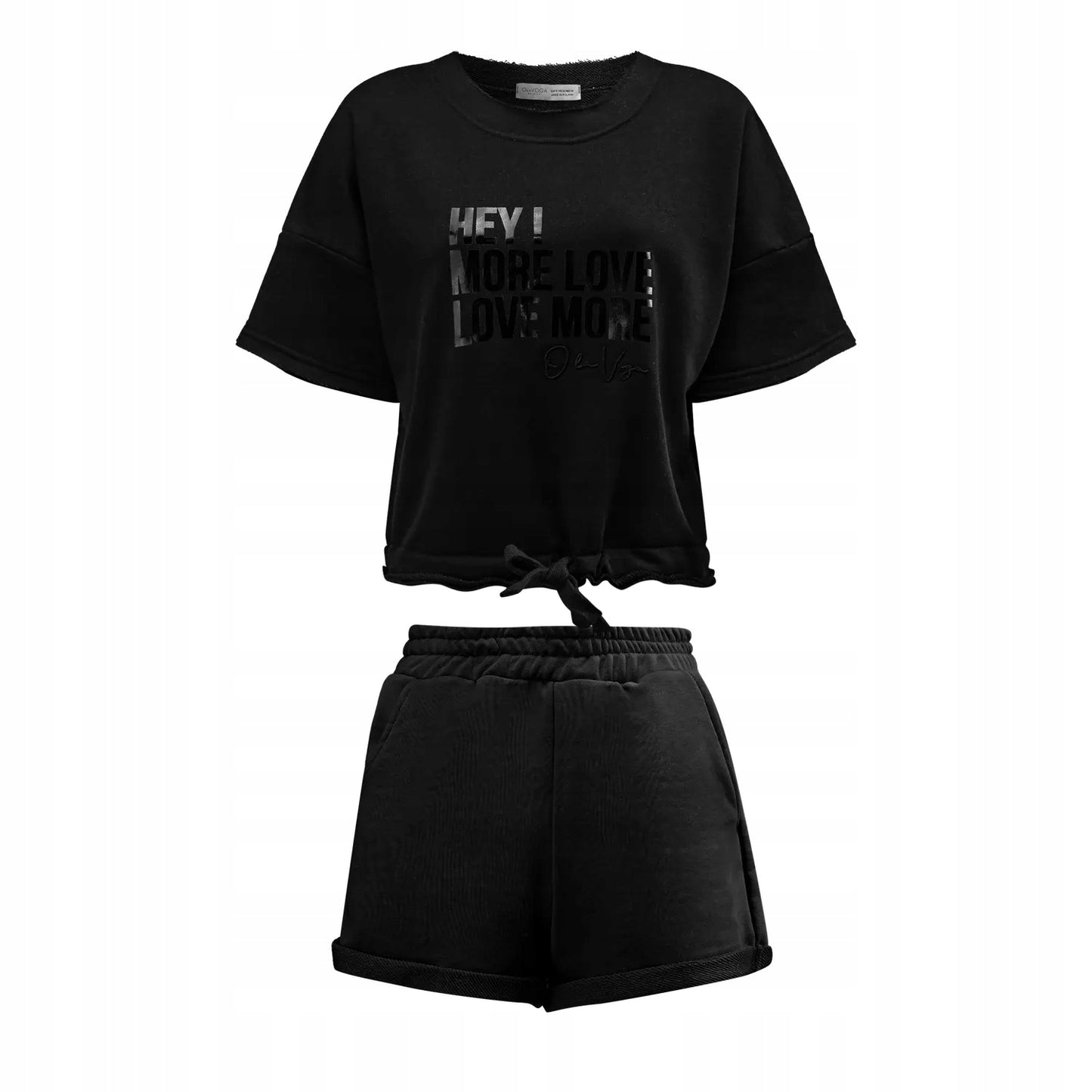 OLAVOGA Komplet damski casual t-shirt + spodenki O LA VOGA URAN Czarny S