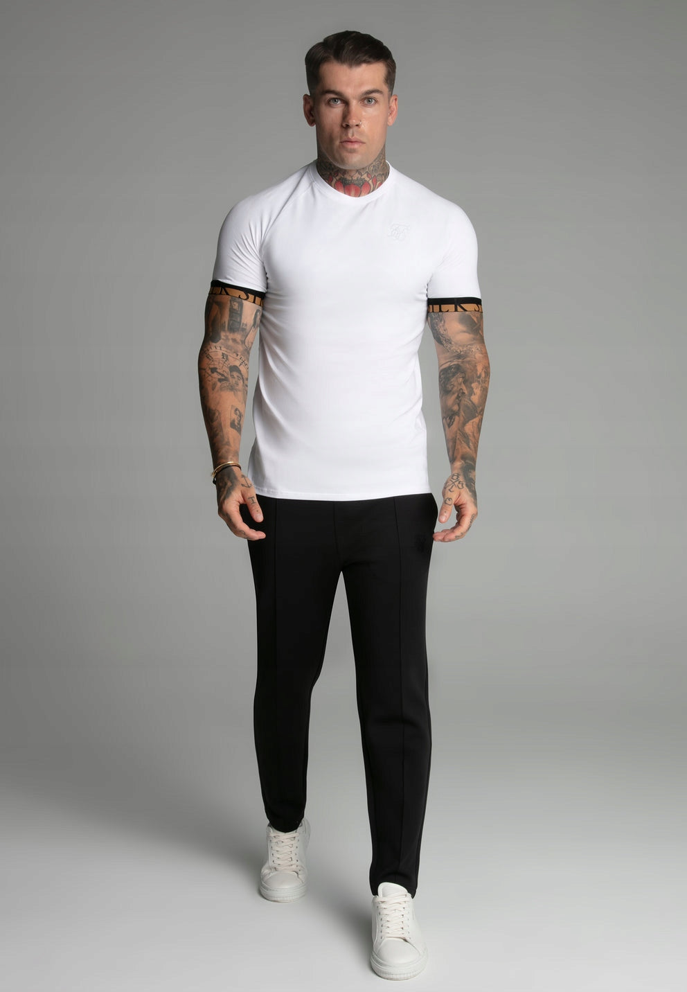 SIKSILK T-shirt męski biały SS-27393 Tech T-shirt rozmiar M