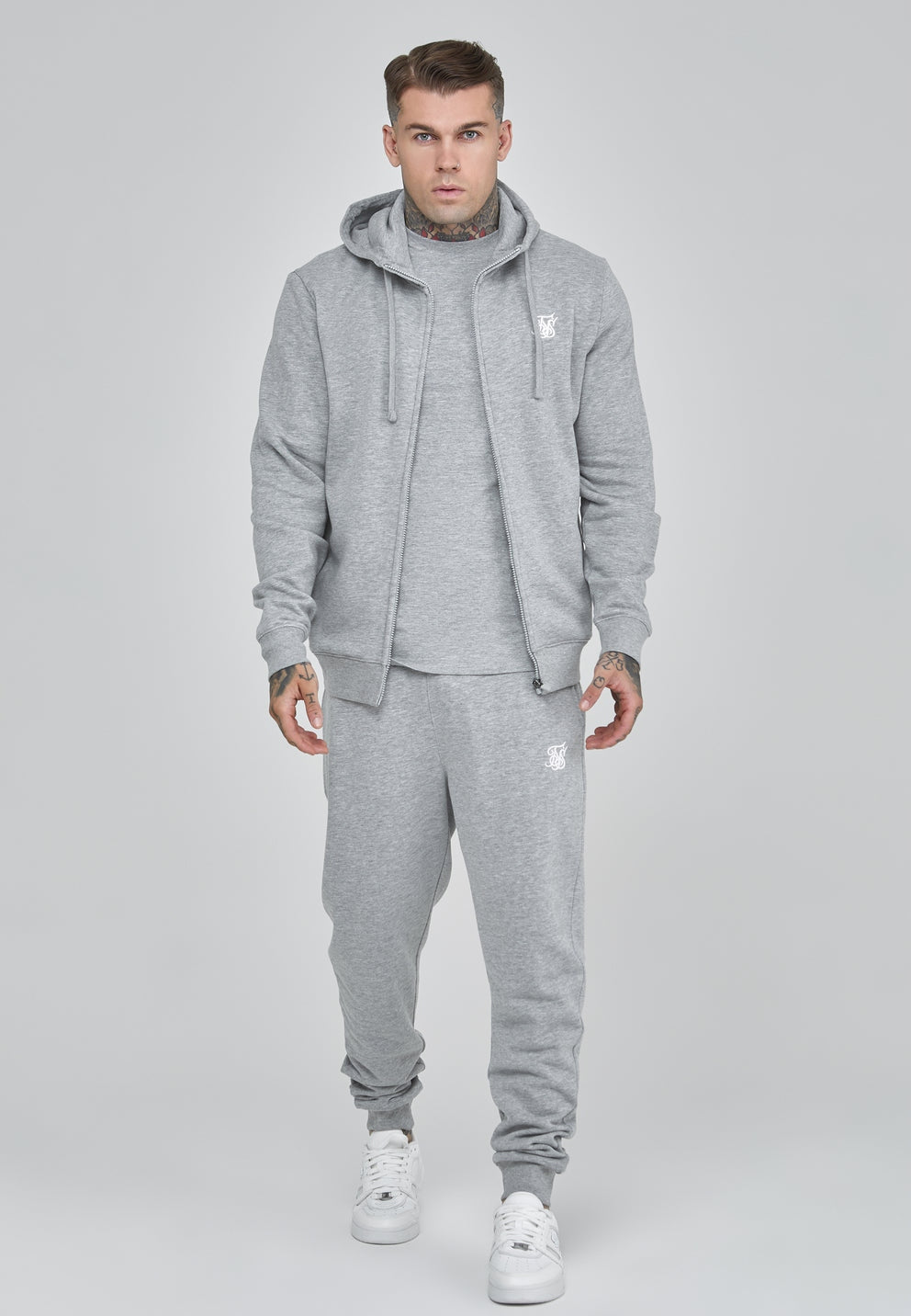 SIKSILK Bluza szara rozpinana SS-26933 Essentials Full Zip Hoodie rozmiar M