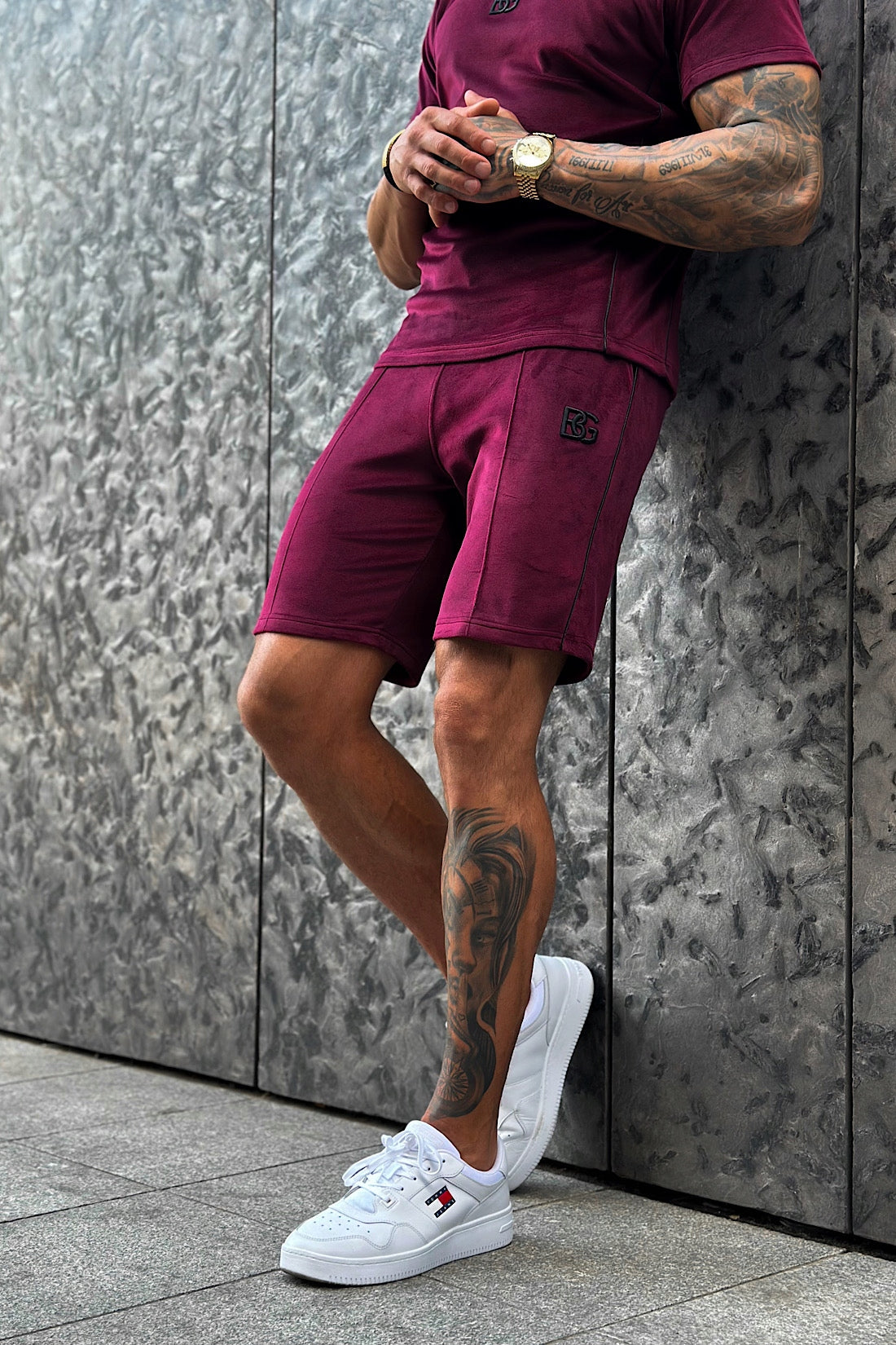 Brandenburg komplet dresowy krótki t-shirt i spodenki ALONSO I SILK bordo M