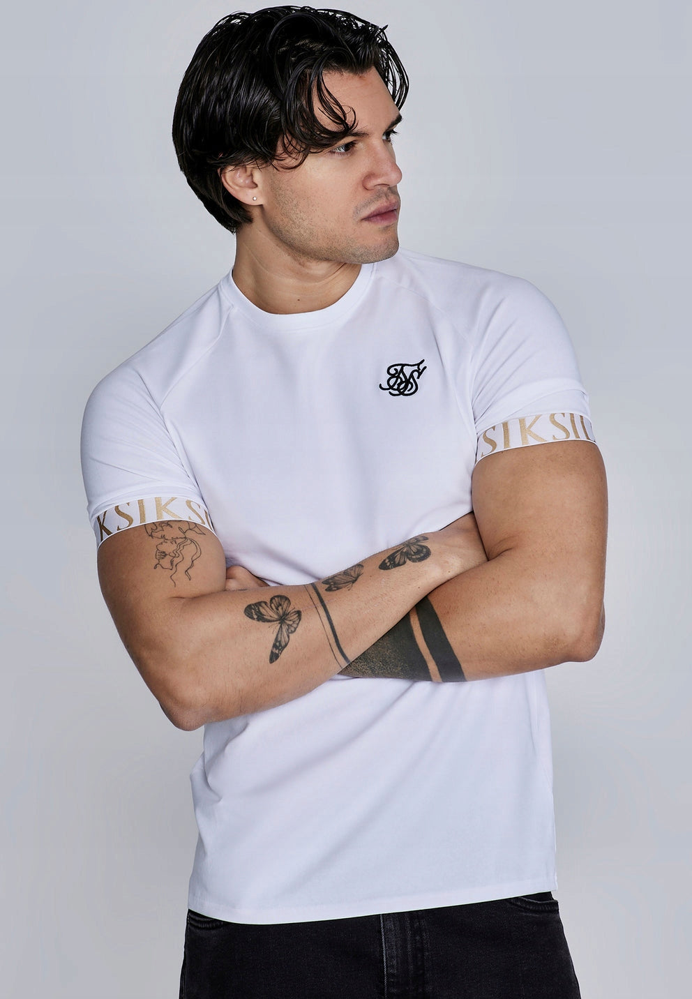 SIKSILK T-shirt męski biały SS-28084 Tech T-shirt rozmiar M