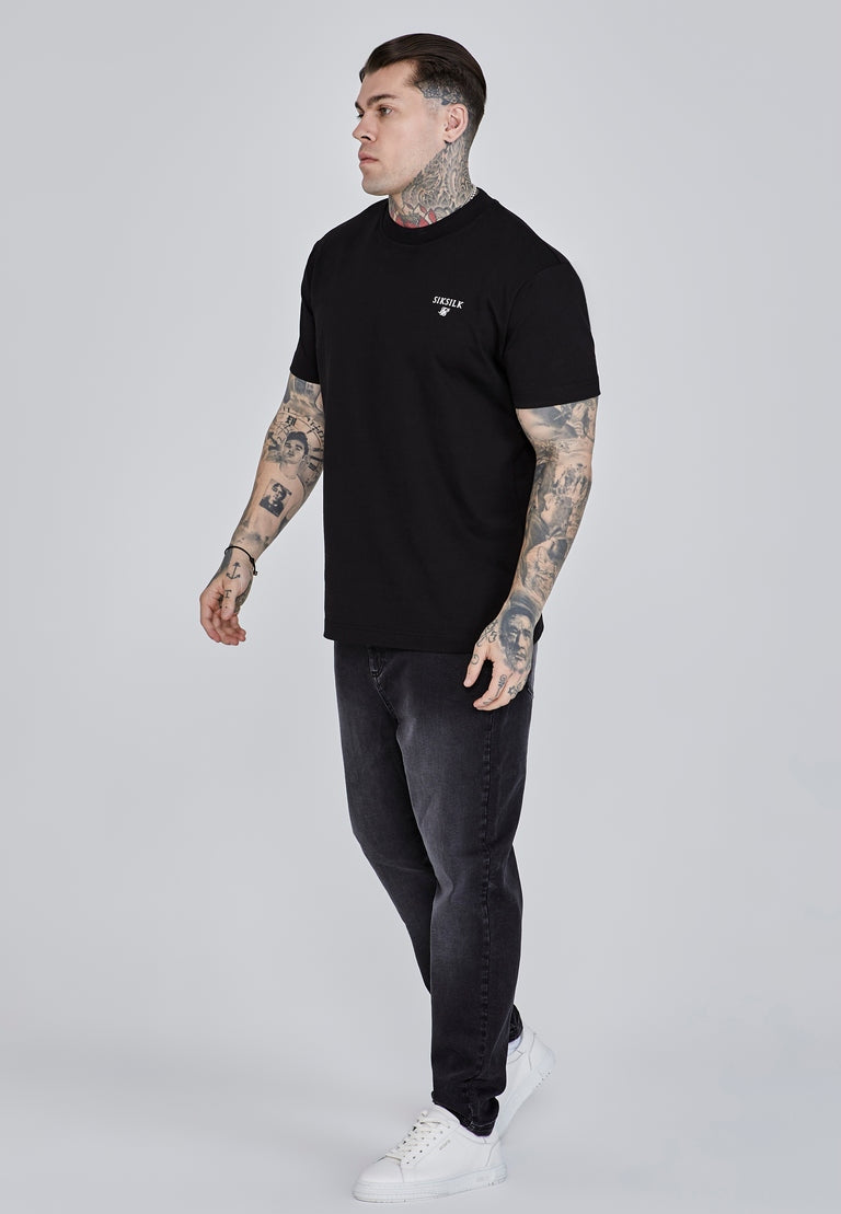 SIKSILK T-shirt męski czarny SS-27075 koszulka Graphic T-shirt rozmiar S