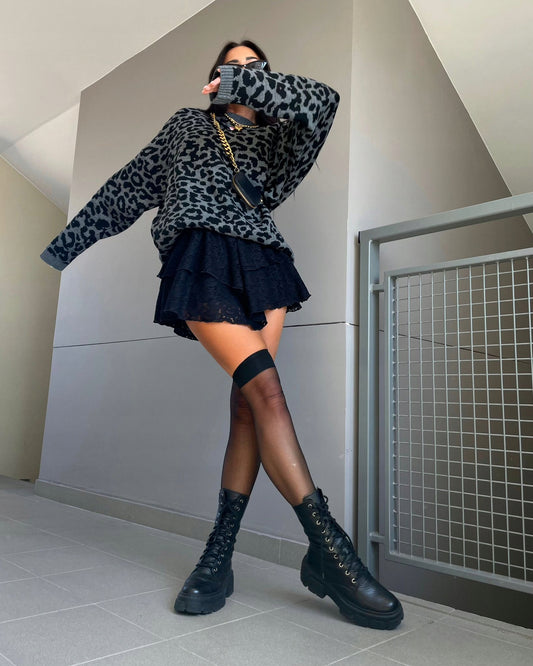 LA MILLA Sweter oversize Panterka Grey rozmiar uniwersalny LaMilla