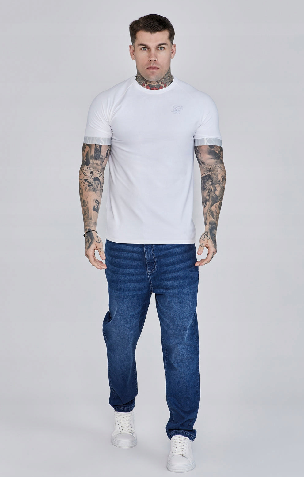 SIKSILK T-Shirt męski biały Tech T-Shirt SS-27090 rozmiar XL