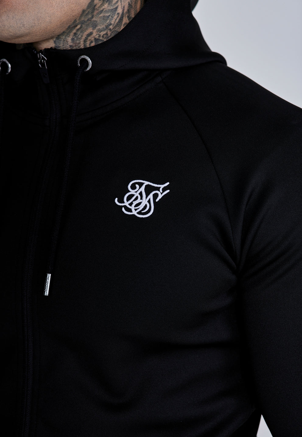 SIKSILK Bluza czarna rozpinana SS-28168 Essentials Poly Full Zip Hoodie S