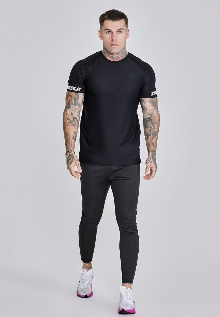 SIKSILK T-shirt męski czarny SS-27880 Tech T-shirt rozmiar S