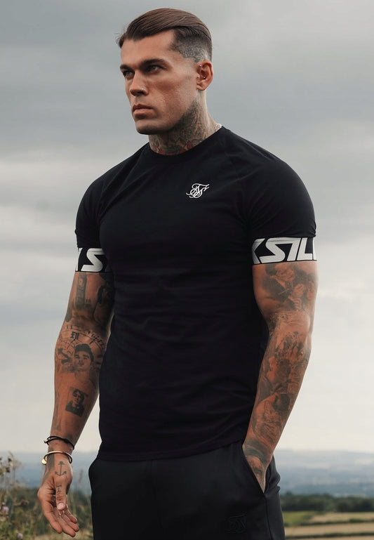 SIKSILK T-shirt męski czarny SS-28434 Tech T-shirt rozmiar S