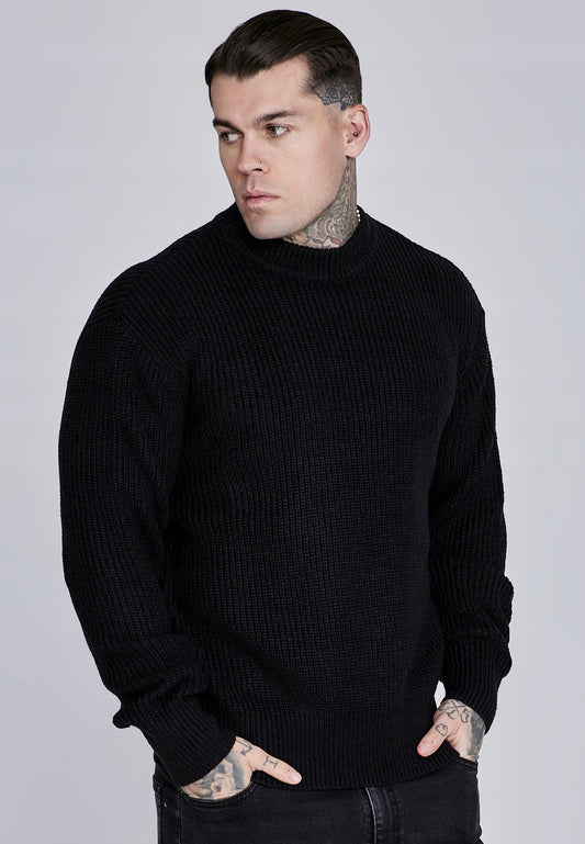 SIKSILK sweter męski czarny Knitted Sweater SS-27906 rozmiar L