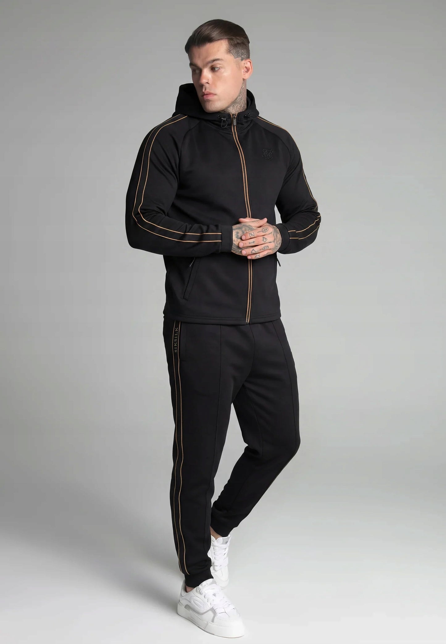 SIKSILK Bluza Męska Czarna Rozpinana SS-28221 Full Zip Hoodie Premium S
