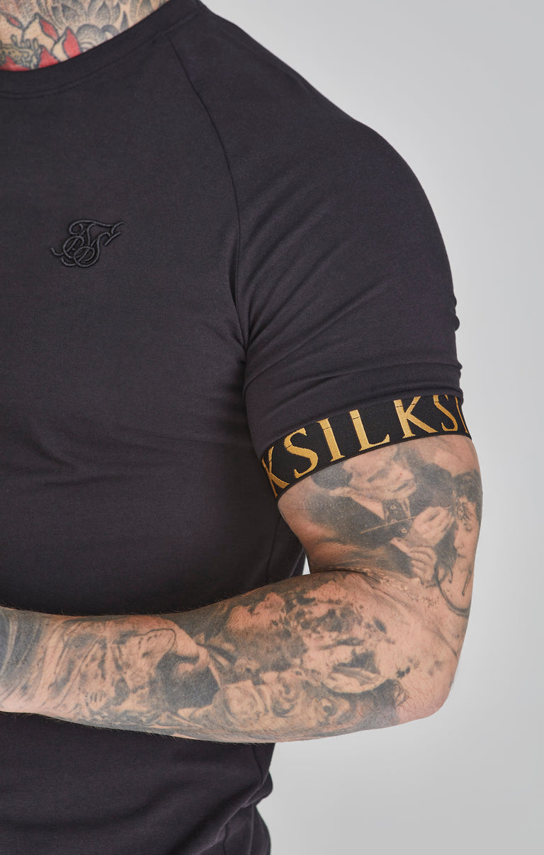 SIKSILK T-Shirt męski czarny Tech T-Shirt SS-26099 rozmiar S