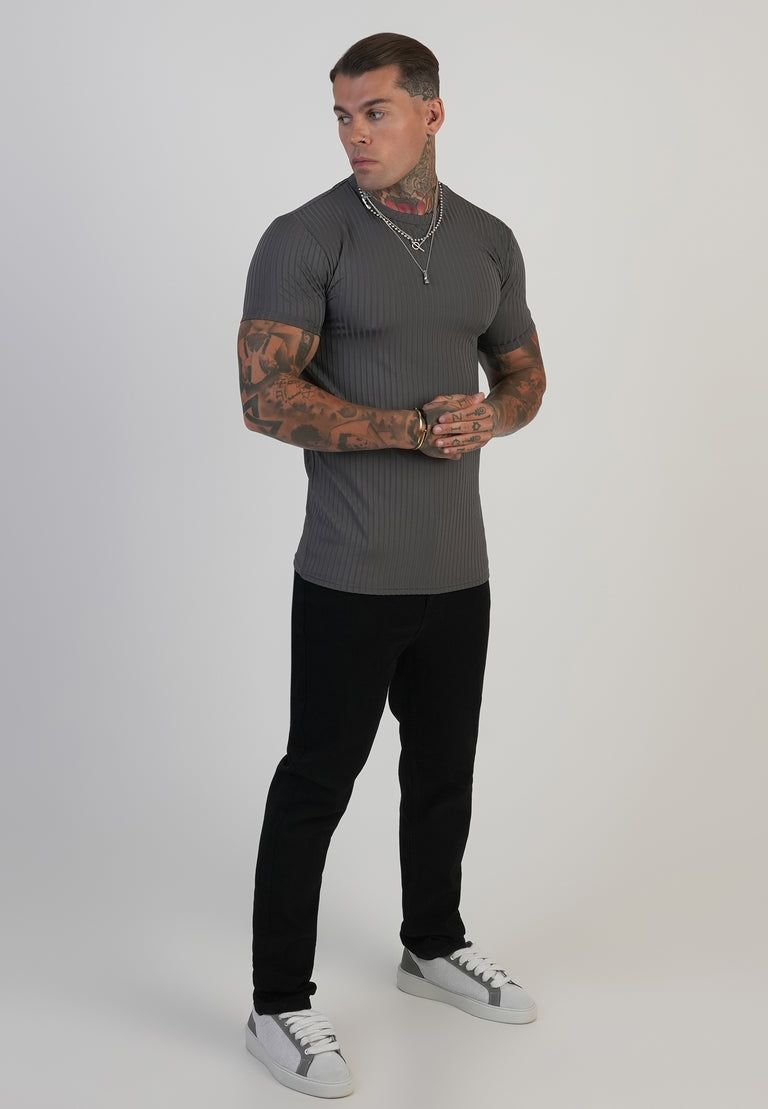 SIKSILK T-shirt męski szary SS-28630 Muscle Fit T-Shirt rozmiar S