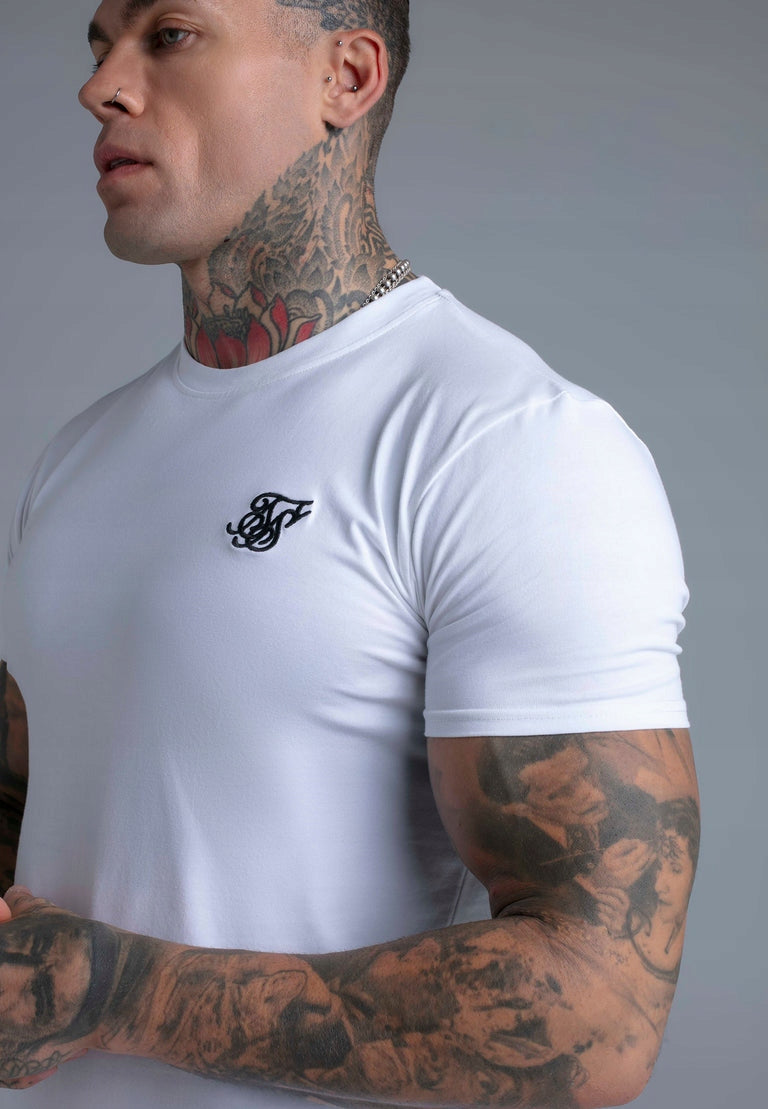 SIKSILK T-Shirt męski biały klasyczny Essentials T-Shirt SS-28609 r. L