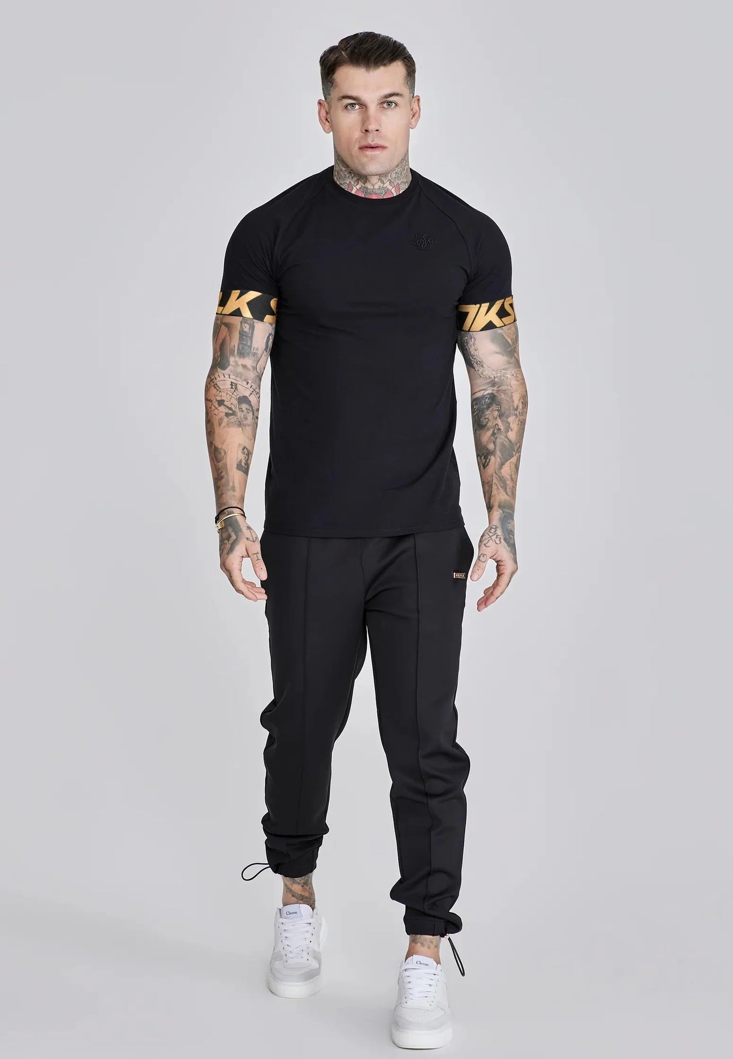 SIKSILK T-shirt męski czarny bawełna SS-28919 Dynamic T-shirt rozmiar M
