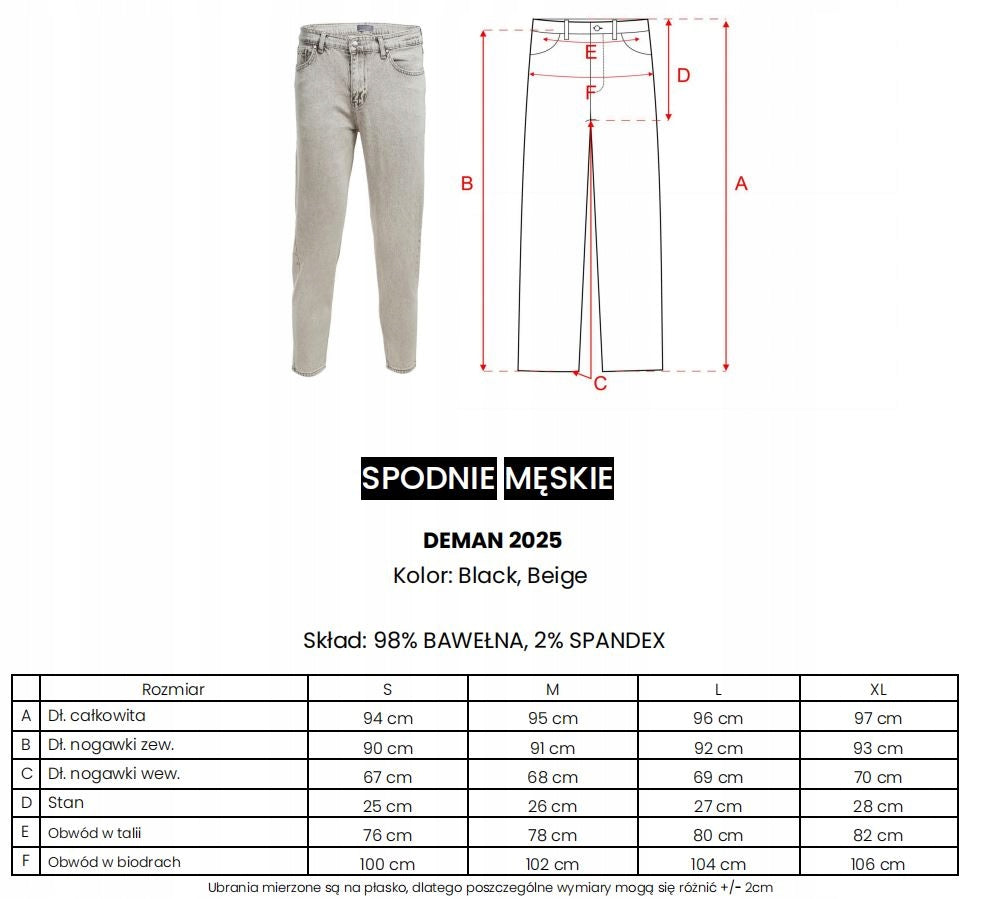 Spodnie męskie OLAVOGA Men DEMAN - Czarny (Rozmiar: S)