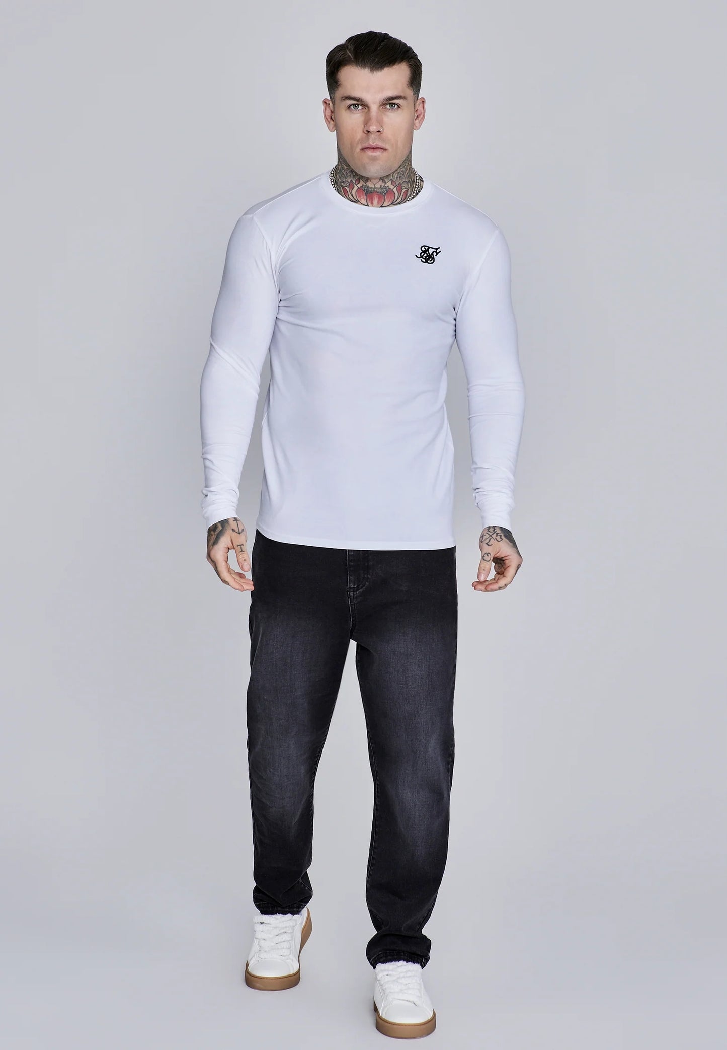 SIKSILK koszulka z długim rękawem Long Sleeve T-Shirt SS-28462 biała L