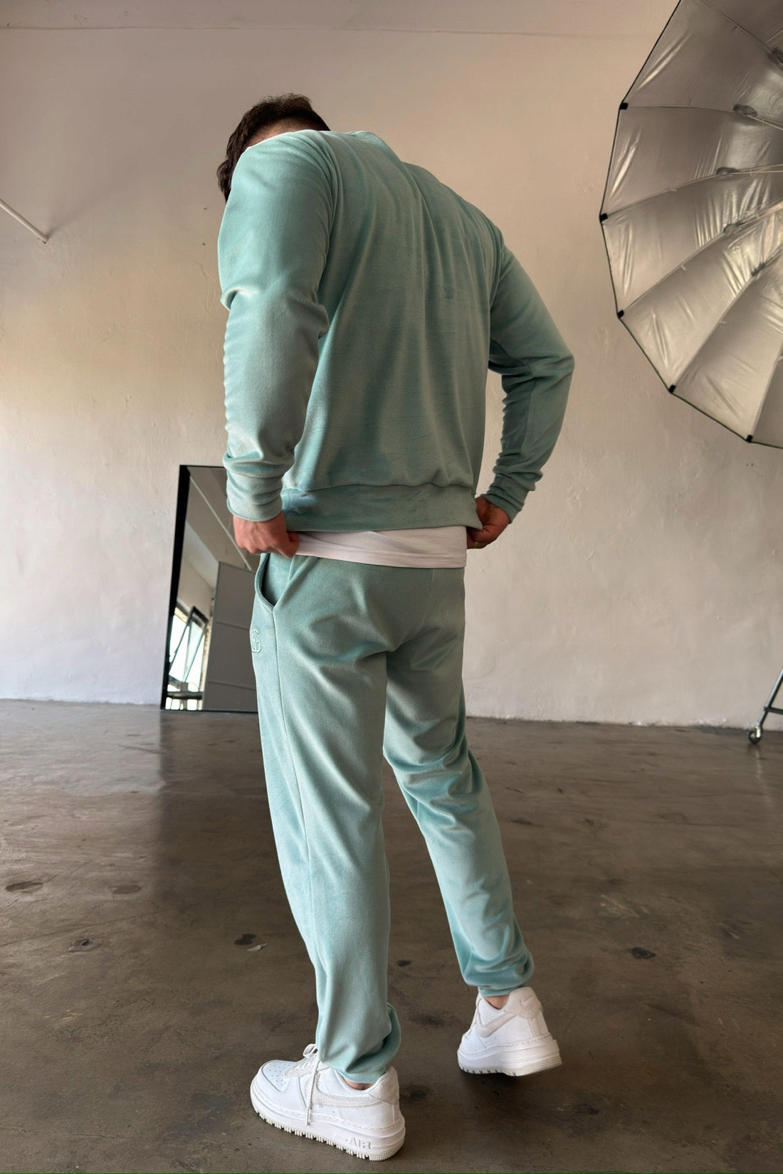 BRANDENBURG KOMPLET DRESOWY BG VANDAL WELUROWY DRES BLUZA SPODNIE SZAŁWIA L