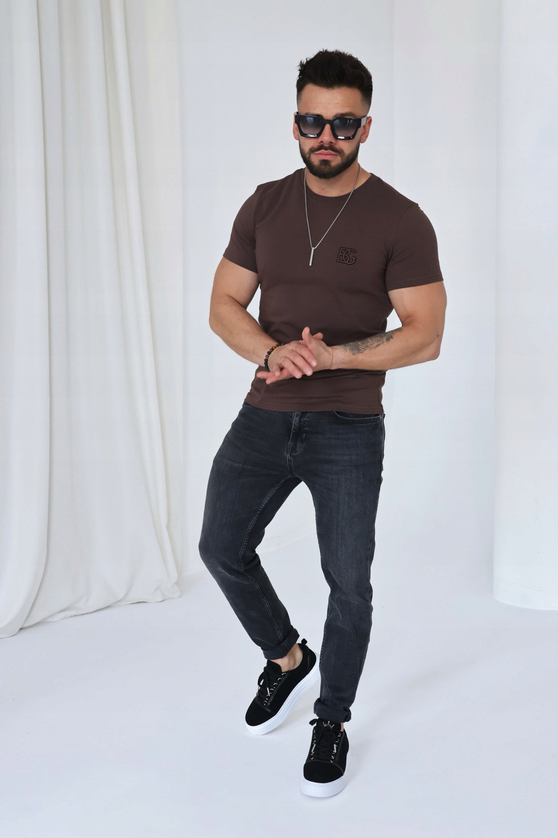 Brandenburg Couture T-SHIRT MĘSKI BG BOND | CZEKOLADA brązowy rozmiar L