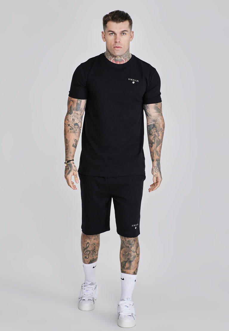 SIKSILK komplet męski t-shirt i szorty spodenki koszulka SS-27196 czarny M