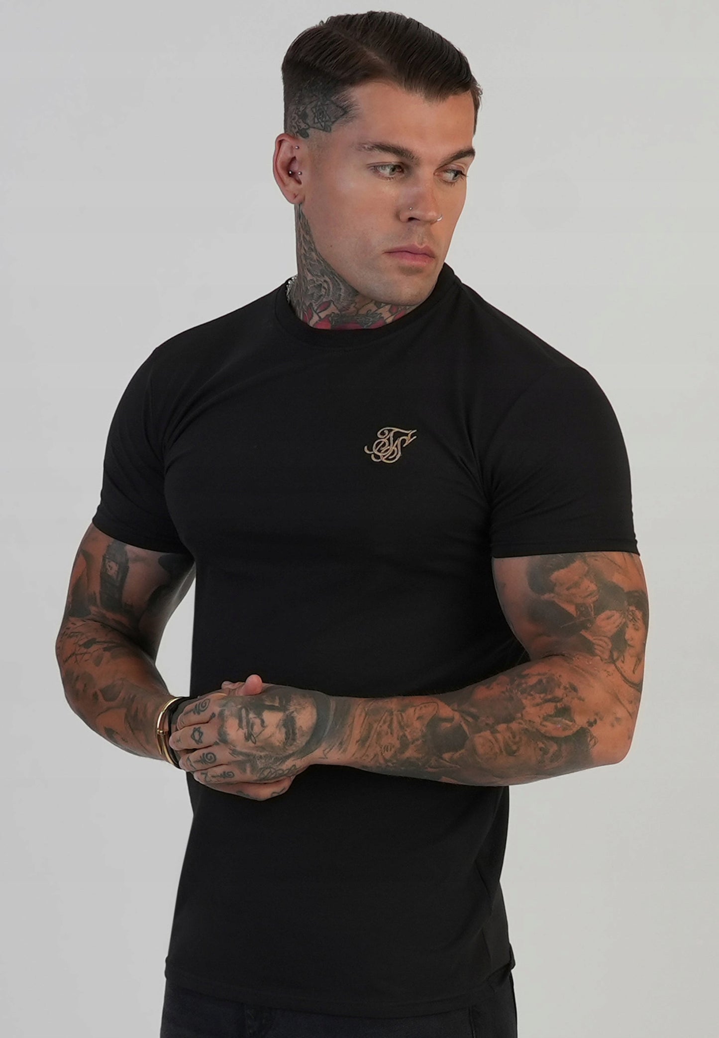 SIKSILK T-shirt męski czarny SS-28767 Fit T-shirt rozmiar XL