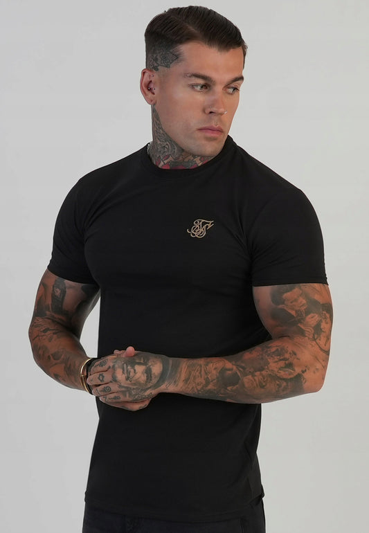 SIKSILK T-shirt męski czarny SS-28767 Fit T-shirt rozmiar XL