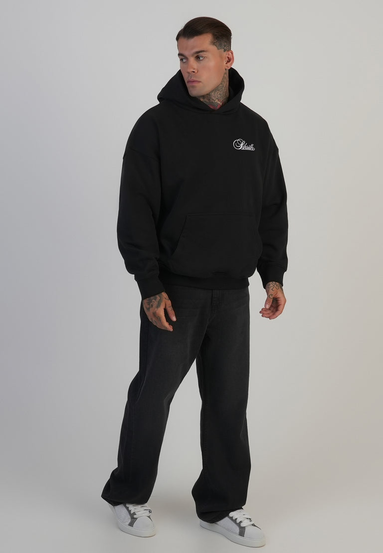 Siksilk Essentials Hoodie SS-28348 Bluza z Kapturem Oversize czarna S