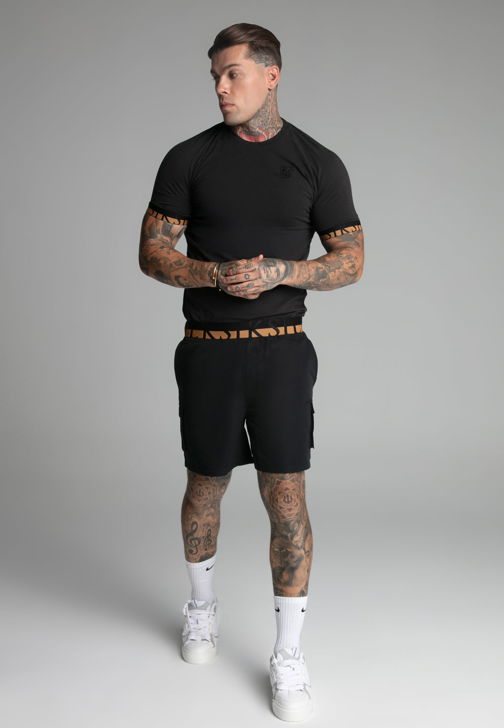SIKSILK krótkie spodenki męskie czarne z siatką kąpielowe SS-27394 rozm XXL
