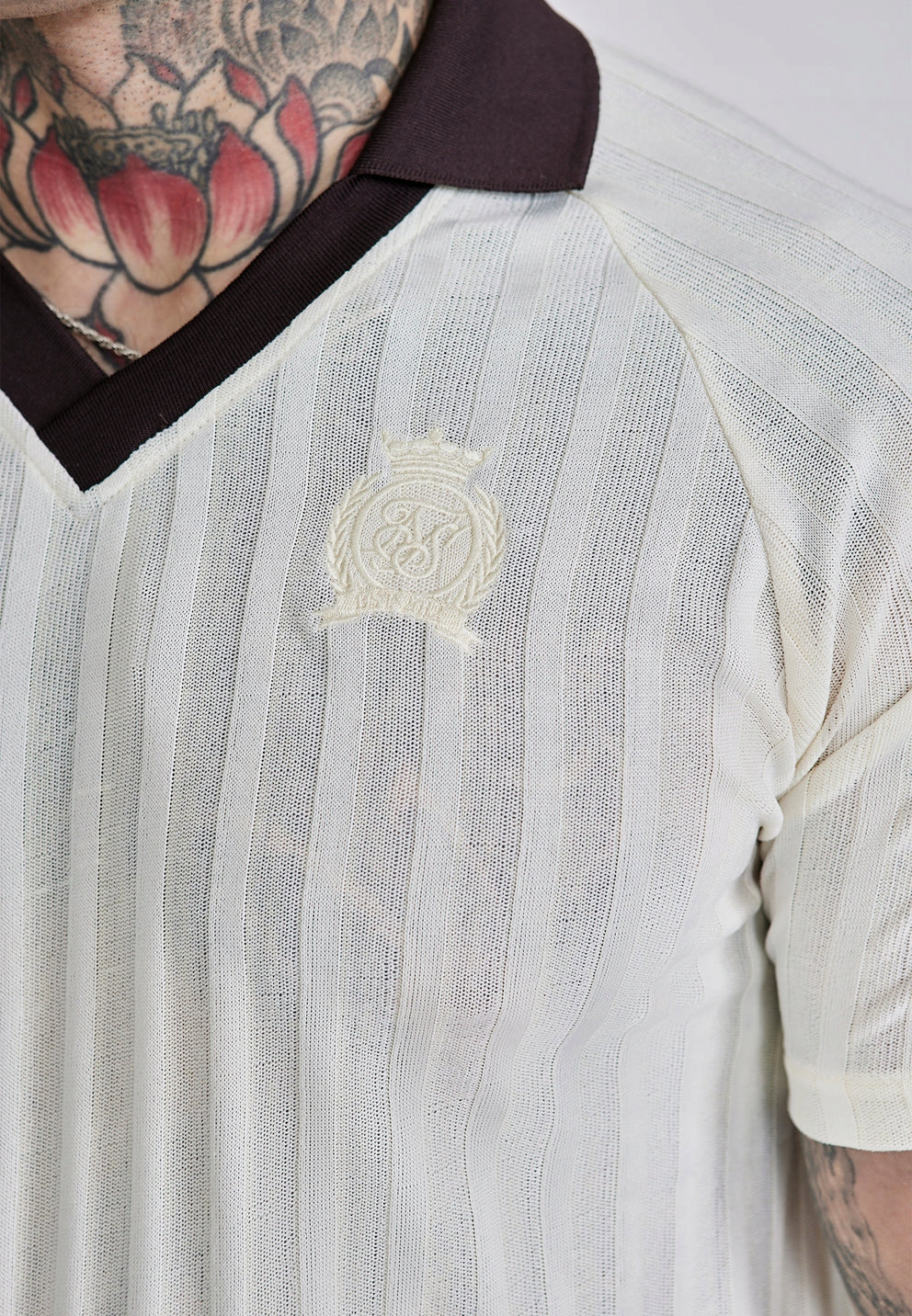 SIKSILK Koszulka polo męska biała ECRU Polo T-Shirt SS-27879 rozmiar S