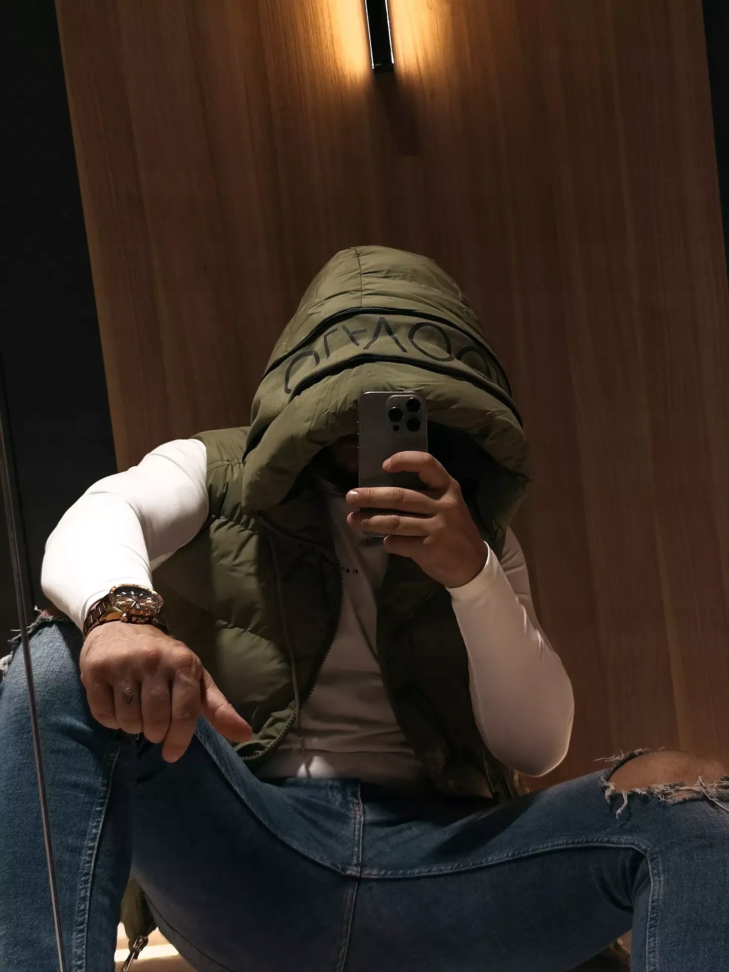 Bezrękawnik męski pikowany OLAVOGA Men TAER - Khaki (Rozmiar: XL)