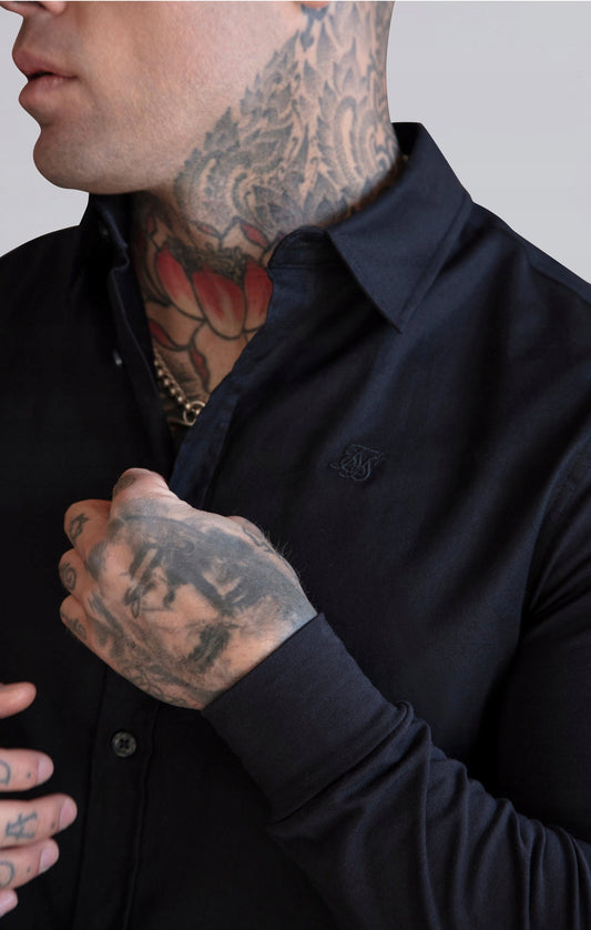 SIKSILK koszula z długim rękawem czarna SS-26462 bawełna rozmiar XXL